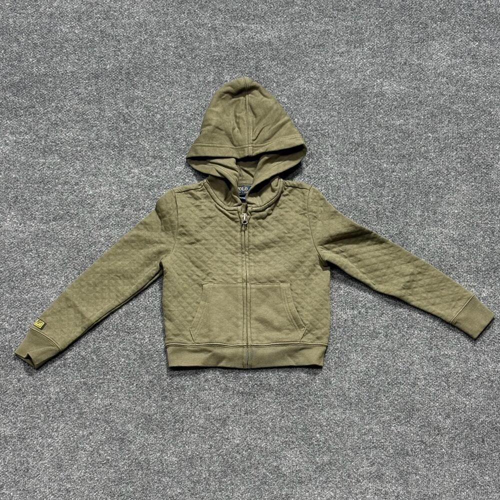 Polo Ralph Lauren Hoodie Kids 6 Island Green Quilted Full Zip Knit Sweatshirt